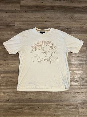 Tommy Hilfiguer T shirt Cream n White Vintage Style Size Large